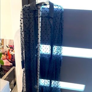 Polka dot, mesh black robe